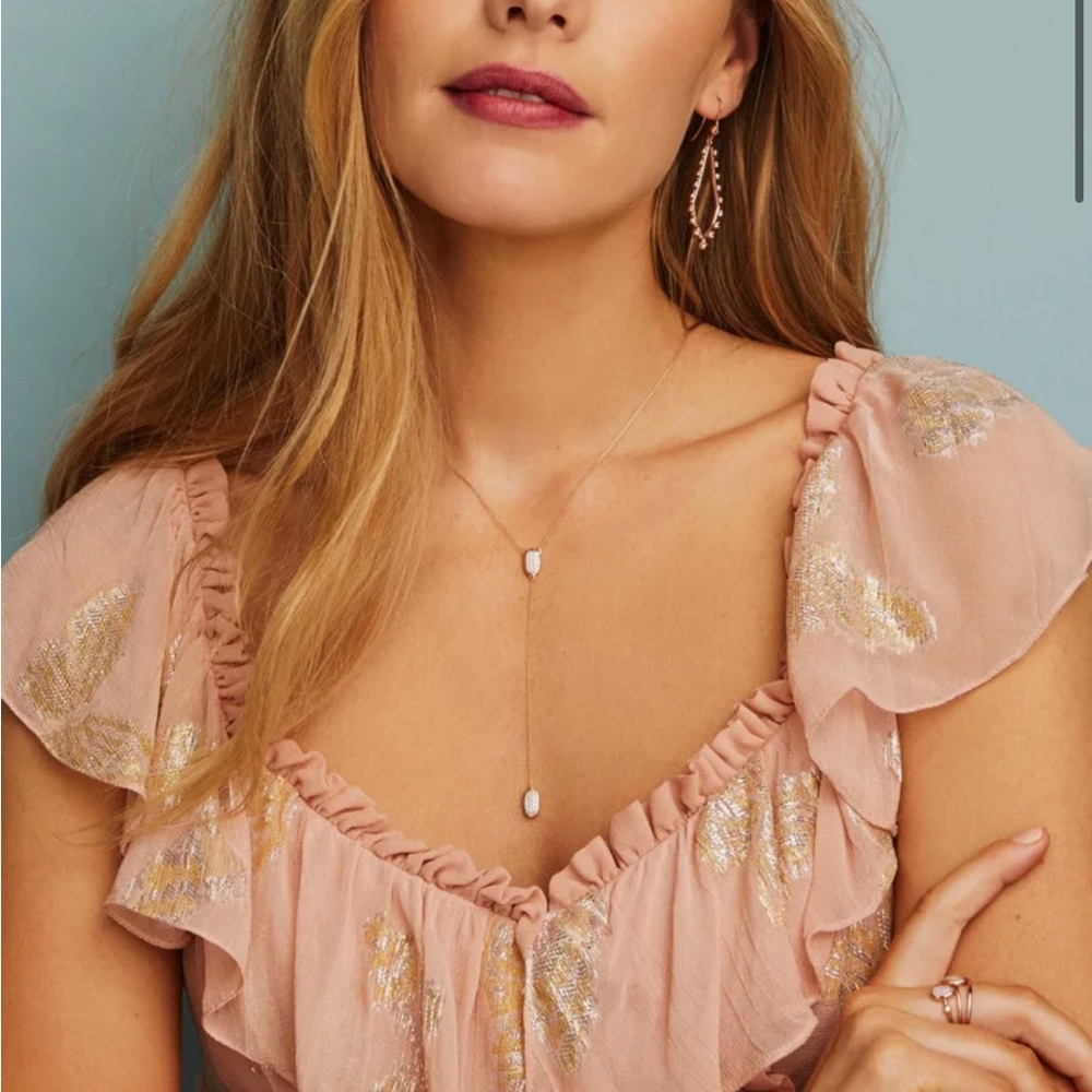 Kendra Scott 0.4 ct Jubiee 14k Rose Gold Y Necklace in White Diamond